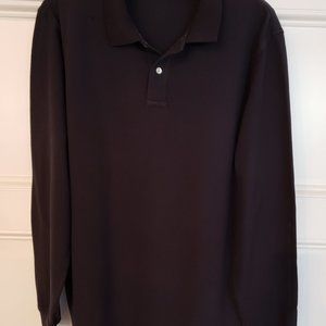 Lands' End Men's Black Long Sleeve Polo Size XL
